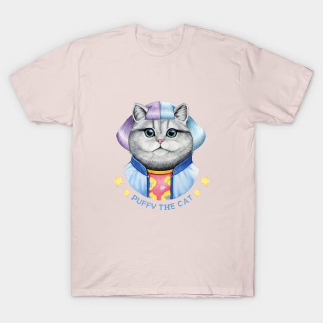 Watercolor Puffy the cat T-Shirt by fears